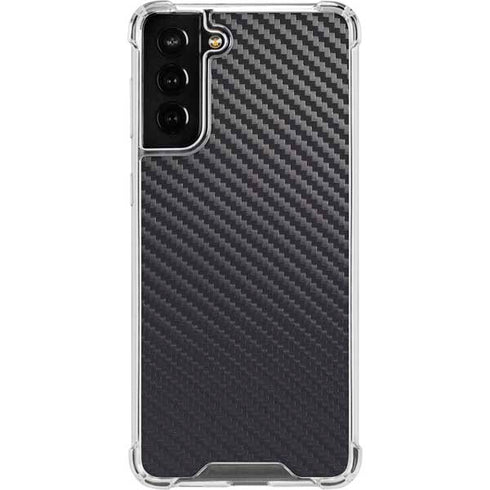 Black Carbon Fiber Specialty Texture Material Galaxy S21 FE Clear Case